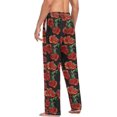thumbnail image 5 of Men's Pajama Pants with Pockets Sleepwear Lounge Pants Stretch Casual Red Poppies Flowers Black, 5 of 6