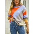 thumbnail image 5 of Multicolor Block Round Neck Sweater Asymmetrical Pattern for Women Orange Medium, 5 of 5