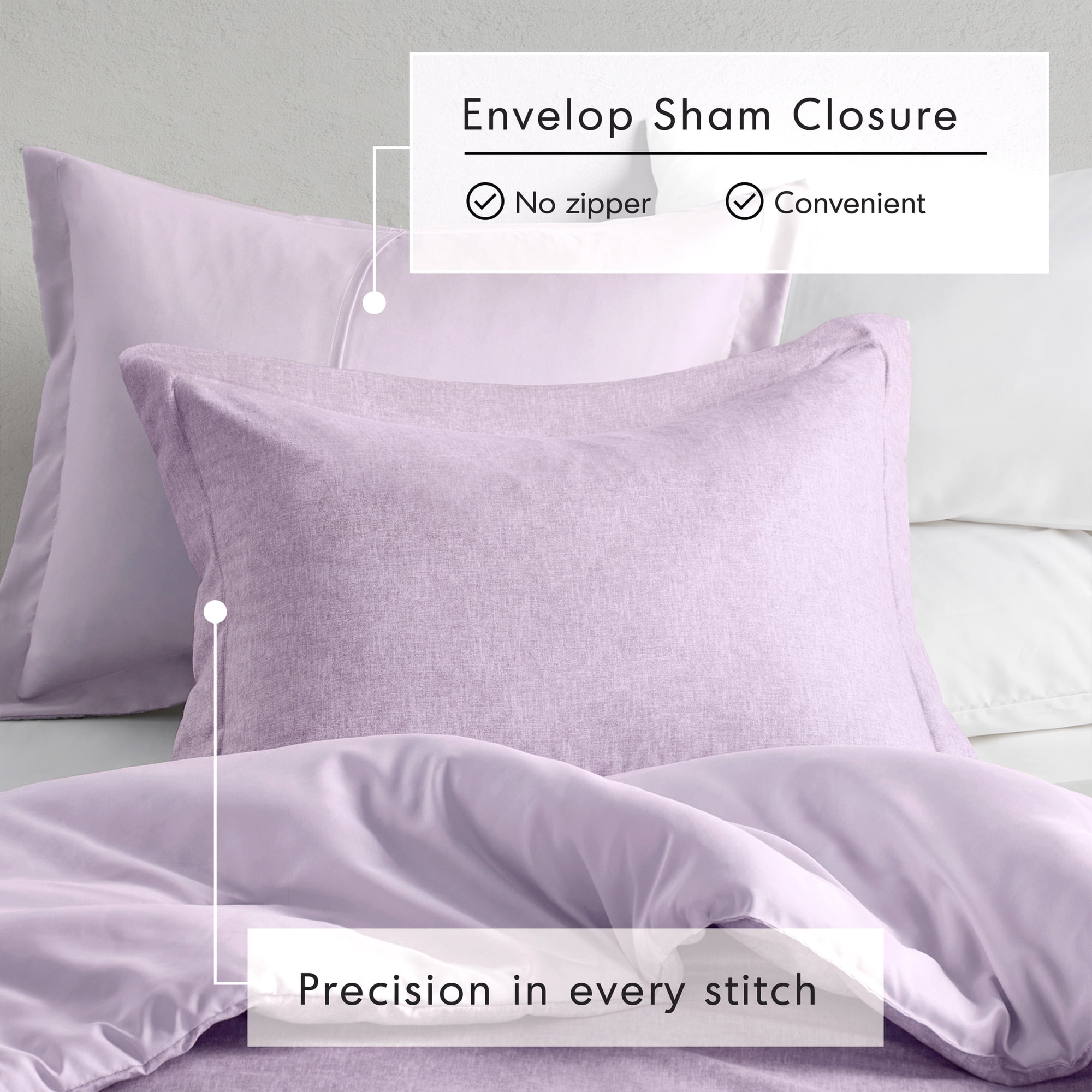 Regency Heights Full/Queen Comforter Sets, Reversible 3 Piece Extra Soft Bedding Set, Chambray Print Purple Comforter Bed Set with Pillow Shams