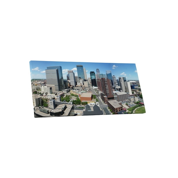 Minneapolis Skyline Panoramic Gallery Wrapped Canvas Wall Art Print 45 X 20 Walmart Com Walmart Com