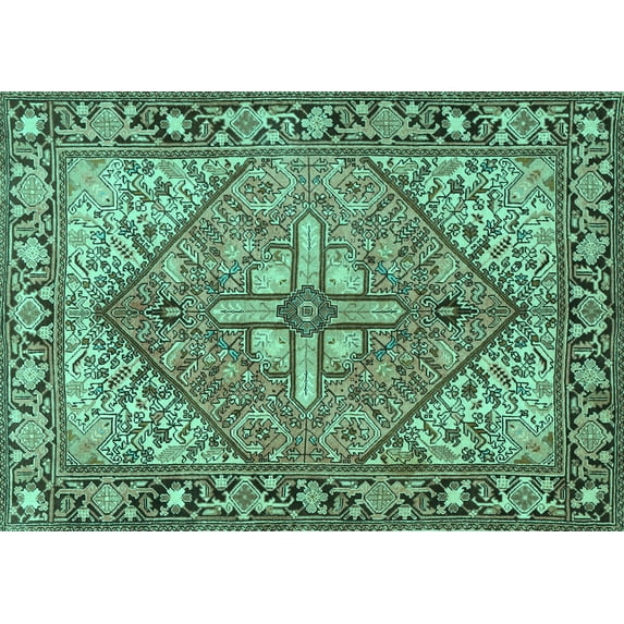 Ahgly Company Machine Washable Indoor Rectangle Persian Turquoise Blue Traditional Area Rugs, 6' x 9'