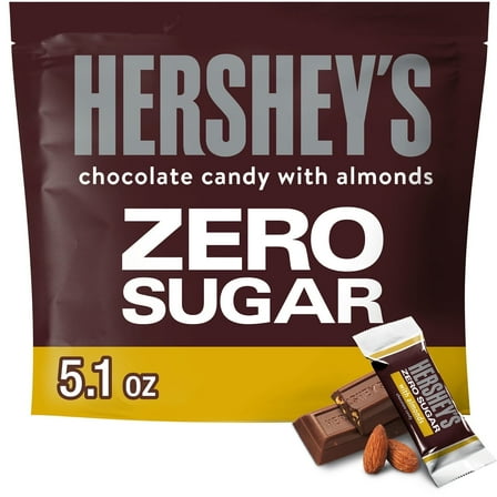 Hershey's Zero Sugar Chocolate with Almonds Candy, Bag 5.1 oz