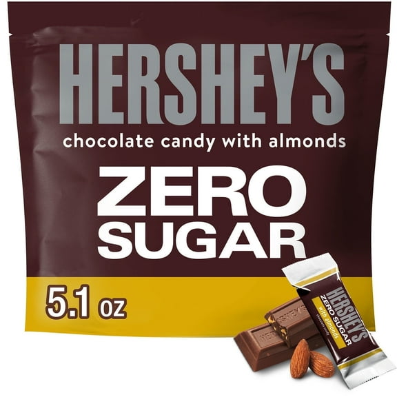 Hershey's Zero Sugar Chocolate with Almonds Candy, Bag 5.1 oz
