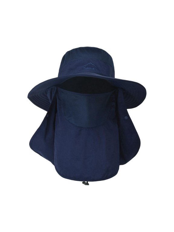 Bucket Hat with Strings Headgear Sun Protective Comfortable Fishing Hats Men Sun Navy Blue