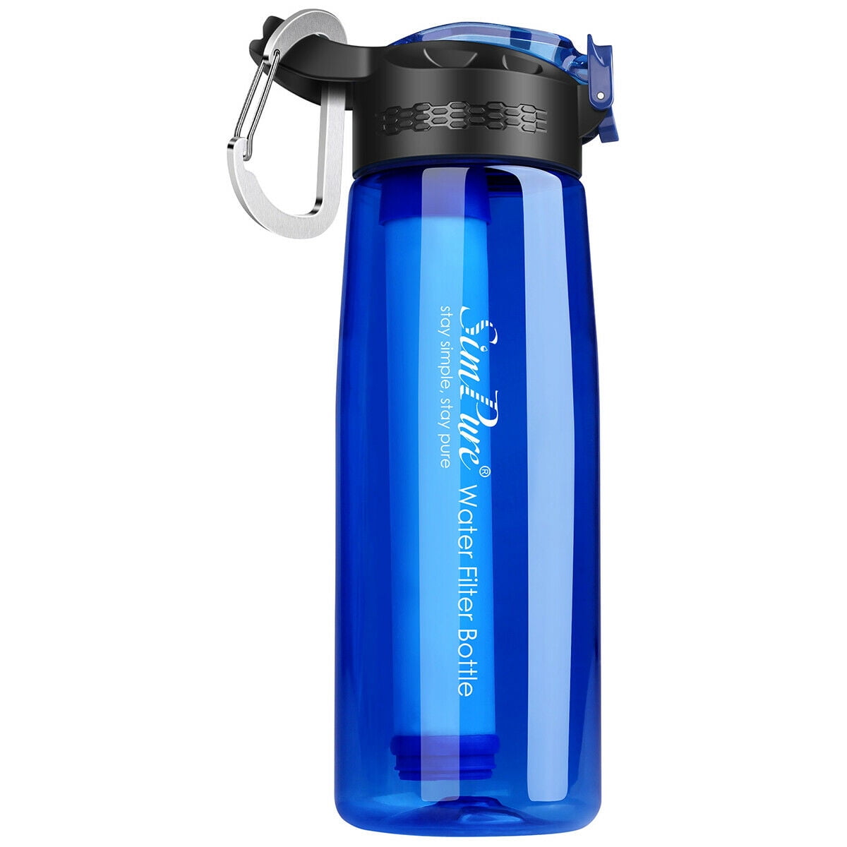 Water Filter Bottle,Water Purifier w/4-Stage Intergrated Filter Straw BPA Free