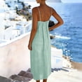 thumbnail image 4 of Summer Dresses for Women Casual Backless Spaghetti Strap V Neck Loose Flowy Beach Vacation Maxi Cotton Linen Dress,Sizes S-2XL, 4 of 6