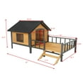 thumbnail image 2 of Outdoor Large Wooden Cabin-Style Dog Kennel - All-Around Iron Frame Anti-Chewing Metal Construction Waterproof Asphalt Roof & Large Resting Porch, 2 of 11
