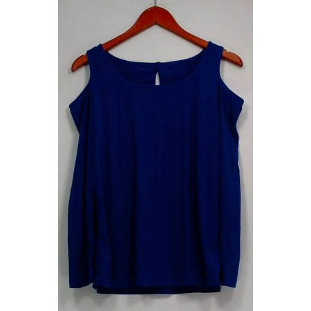 Carol Wior Top Sz M/L Long Sleeve Shaping w/ Cut Out Blue A229098