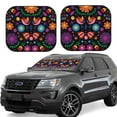 thumbnail image 2 of Picia Colorful Floral2 2 Piece Car Windshield Sun Shade Foldable | Foldable Sun Shield for Front Window Blocks UV Rays and Keeps Your Vehicle Cool-, 2 of 7