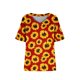 thumbnail image 1 of Camiseta de manga corta plisada elástica con cuello en V y estampado floral de talla grande para mujer OAVQHLG3B Store lin121212, 1 of 4