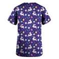 thumbnail image 4 of Ecqkame Womens Nursing Scrub Tops Easter Eggs Bunny Rabbit Printed Working Uniform Blouse T-shirt Casual Short Sleeve V-neck Blouse Tops With Pocket Purple M, 4 of 4