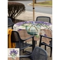 thumbnail image 5 of Outdoor Tablecloth with Umbrella Hole for Patio/Picnic/Party/Camping, Purple Lavender Waterproof Table Cloth Square Cover Washable, Spring Floral Daisy Butterfly Leaves Beige (54"x 54"), 5 of 8