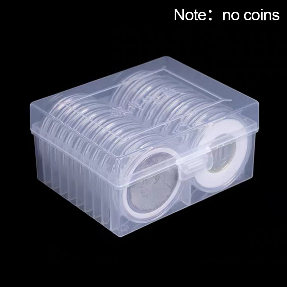 100 Pieces Coin Case with Foam Gasket 30 mm Coin Capsules Coin Holder Capsules Coin Holder Storage Container with Storage Organizer Box for Coin Collection Supplies 