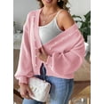 thumbnail image 4 of Chunky Cardigan Sweaters for Open Front Cardiagn Casual Soft Knitted Business Sweaters Pink S, 4 of 6