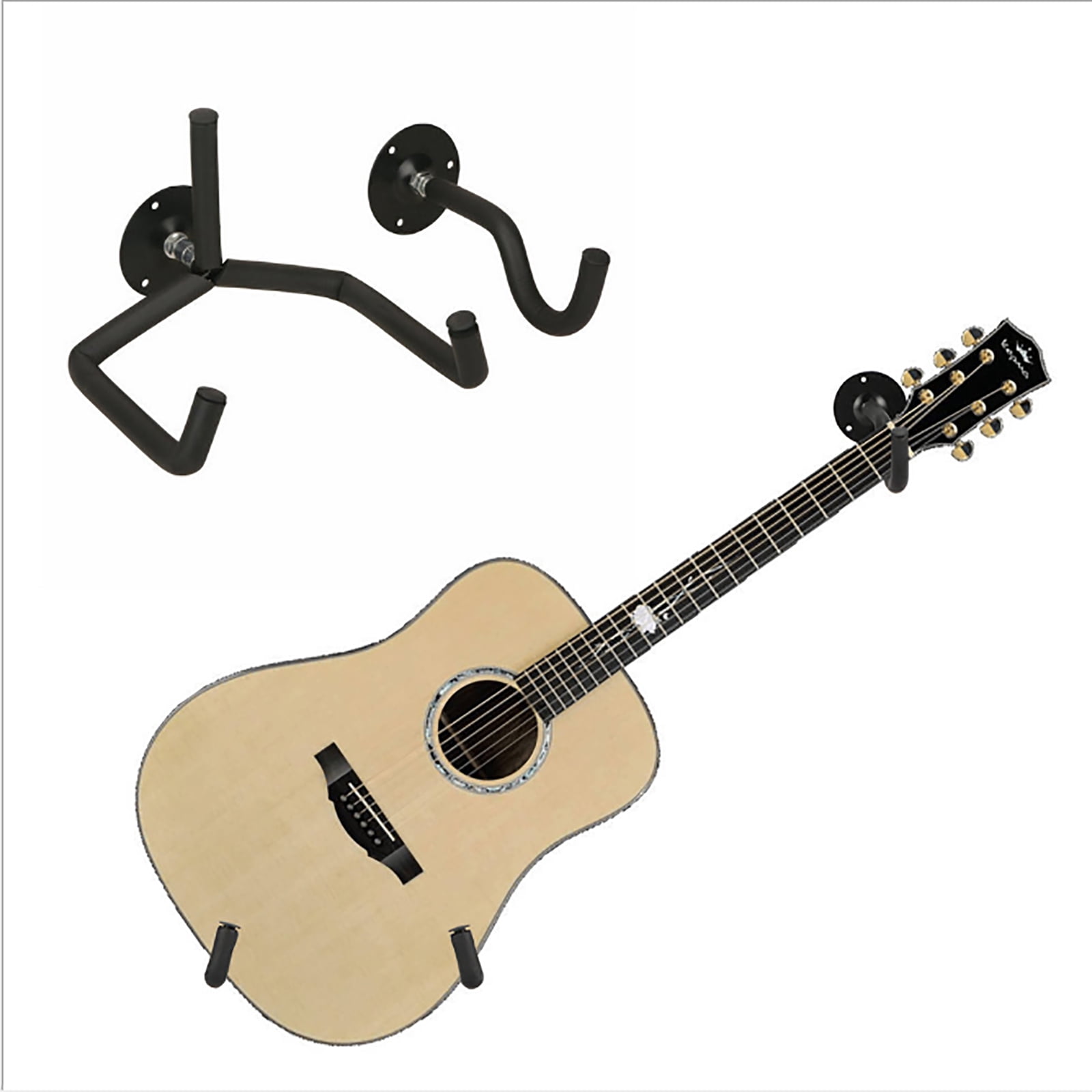 Guitar Wall Mount Stand, Set of 2 Guitar Hangers with Adjustable Angles, Space-Saving Design, Heavy Duty Capacity, Scratch-Resistant