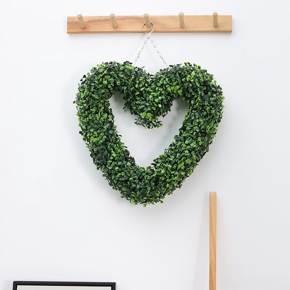 2026 Valentine’s Day Heart Shaped Artificial Green Leaf Wreath Decorative Plants, Simulation Garland for Front Door, Wall, Wedding, Home Decor and Romantic Holiday Gift