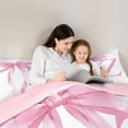 thumbnail image 4 of Erosebridal Girls Pink Bow Queen Comforter Set, Z Letter Bedding Comforter Set, Princess Style Bedroom Decor, Pink Reversible 3 Pieces, 1 Comforter and 2 Pillowcases, 4 of 6