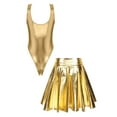thumbnail image 2 of vastwit Women's Metallic Shiny Rave Outfits Sleeveless Dance Leotard with Pleated Skirt Gold XL, 2 of 5