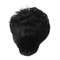 thumbnail image 3 of Peluca corta negra afro shamjiam para mujer con flequillo lateral resistente al calor, 3 of 9