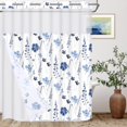 thumbnail image 3 of Ikfashoni Blue Hookless Shower Curtain with Snap in Liner, Floral Hotel Style Waterproof Fabric No Hook Bath Curtain, 71"X74", 3 of 7