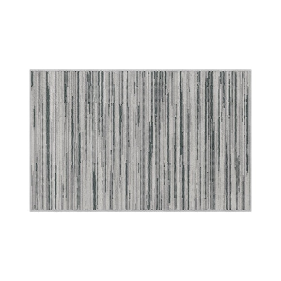 Mainstays Modern Abstract Low Pile Accent Scatter Mat, White and Silver, 30 in x 45 in, for Bathroom, Bedroom, Hallway, Kitchen.
