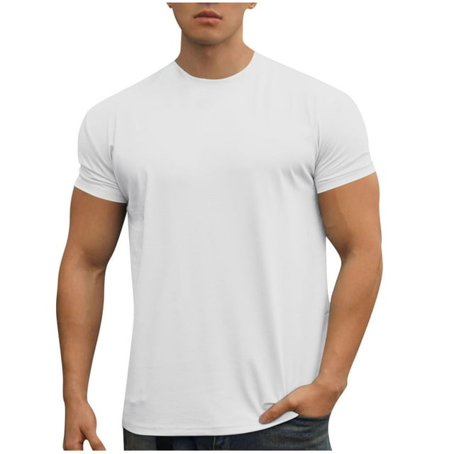 fatyb Men's Short Sleeve Workout T Shirts Gym Athletic Tees Shirts for Bodybuilding Training Running