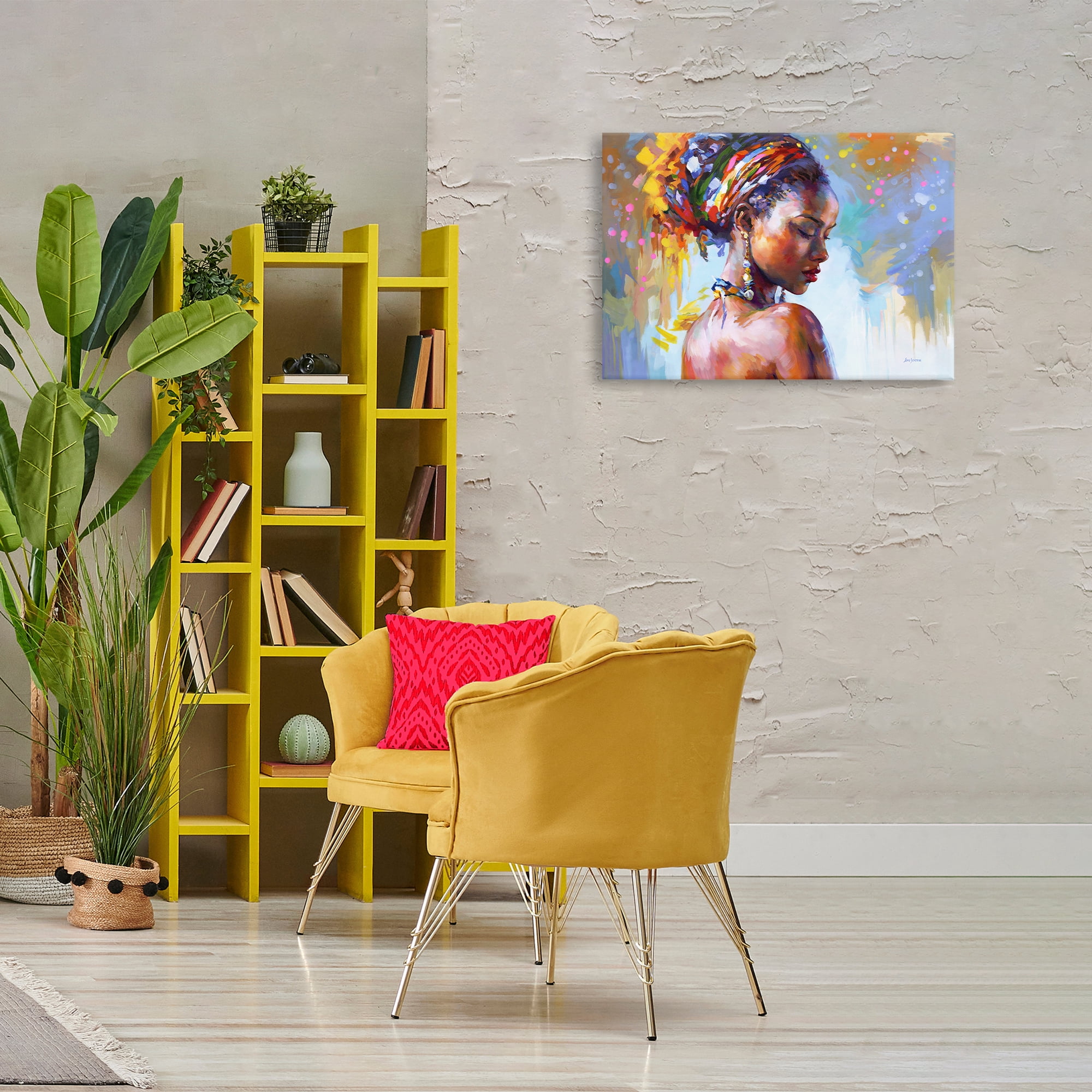Stupell Industries African Beauty Portrait People Painting Wrapped Canvas Art Print Wall Art, 30 x 20