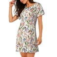 thumbnail image 2 of Pofeuu Floral Print Women's Loose Fit Short Sleeve Nightgown, Comfortable Sleep Dress for Women, Casual Lounge Sleepwear, Soft Cotton Sleep Dress, 2 of 6