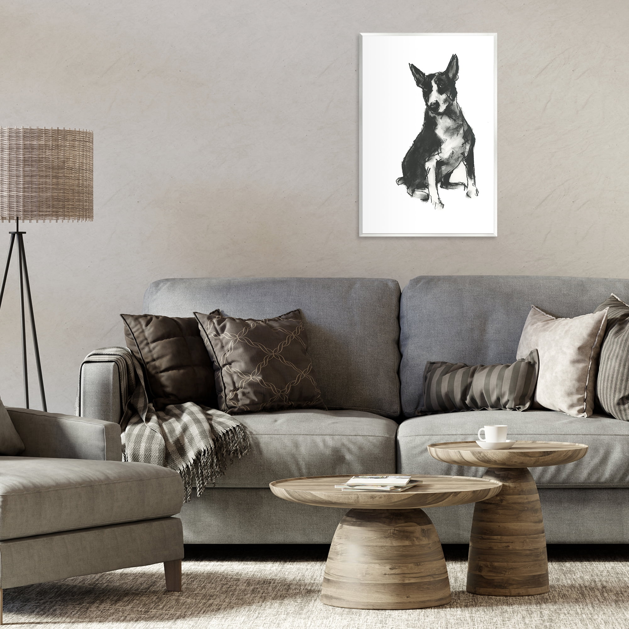 Stupell Industries Charcoal Dog Drawing Animals & Insects Drawing Unframed Art Print Wall Art, 13 x 19