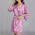 thumbnail image 6 of IROINNID Long Sleeve Dress for Women Homewear Long-Sleeve V-Neck Dress Color Lace Night-Robe One Size ,Hot Pink, 6 of 8