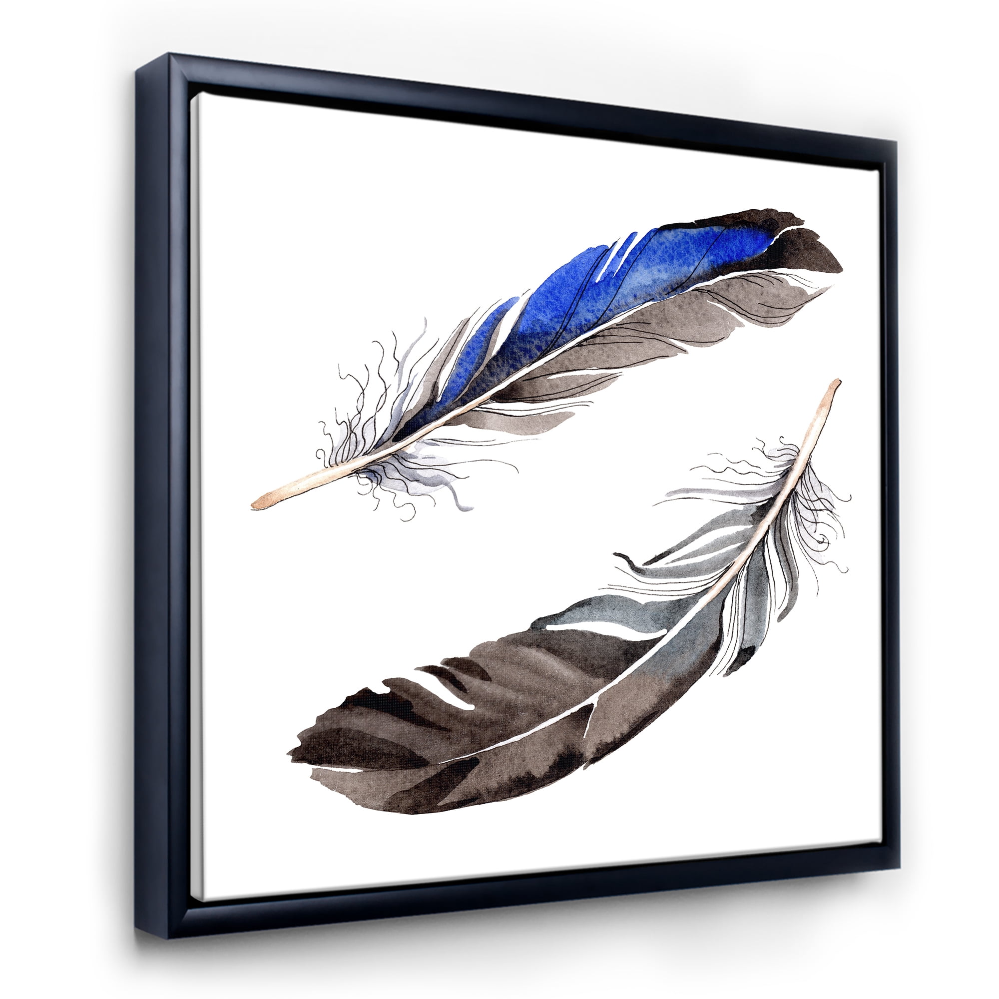Designart 'Colourful Boho Art Feathers III' Bohemian & Eclectic Framed Canvas Wall Art Print