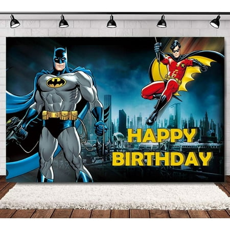 Dark Knight Happy Birthday Anime Cartoon Theme Backdrops Banner Birthday Party Decor Supplies,5.9x3.6ft