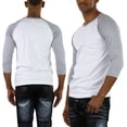thumbnail image 3 of ToBeInStyle Mens Sleeved Baseball Inspired Classic Shirt Tee - 3/4 Sleeve - Heather Grey/White - Large, 3 of 7