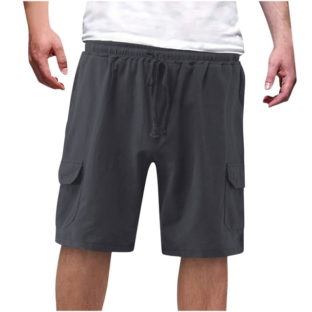 Dagugfen Cargo Shorts for Men Elastic Waist Drawstring Loose Outdoor Running Sports Shorts with Pockets