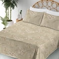 thumbnail image 3 of Ambesonne Garden Scene Fitted & Flat Sheet with Shams 4 Pcs Set, Springtime Vibes Boho, King, Pale Khaki White Camel, 3 of 5