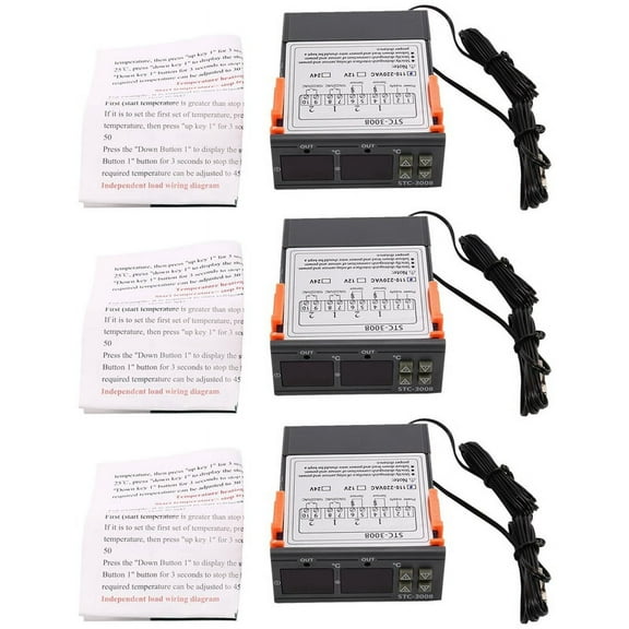 3X -3008 110-220V Dual Digital Thermostat Temperature Controller for Incubator Thermostat Hygrometer Dehumidifier