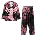 thumbnail image 3 of Renewold Cute Axolotl Cherry Blossom Pajama Set for Women Size 4XL Breathable Leisure Daily Life Wear Nightgown Sleepwear 2 Packs Thermal Long Sleeve Button PJ Top & Pants, 3 of 6