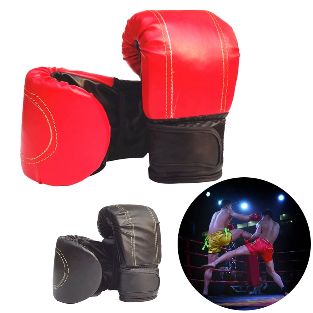 Boxing Gloves Faux Leather Sparring Training Punch Martial Arts Kick Boxing Red