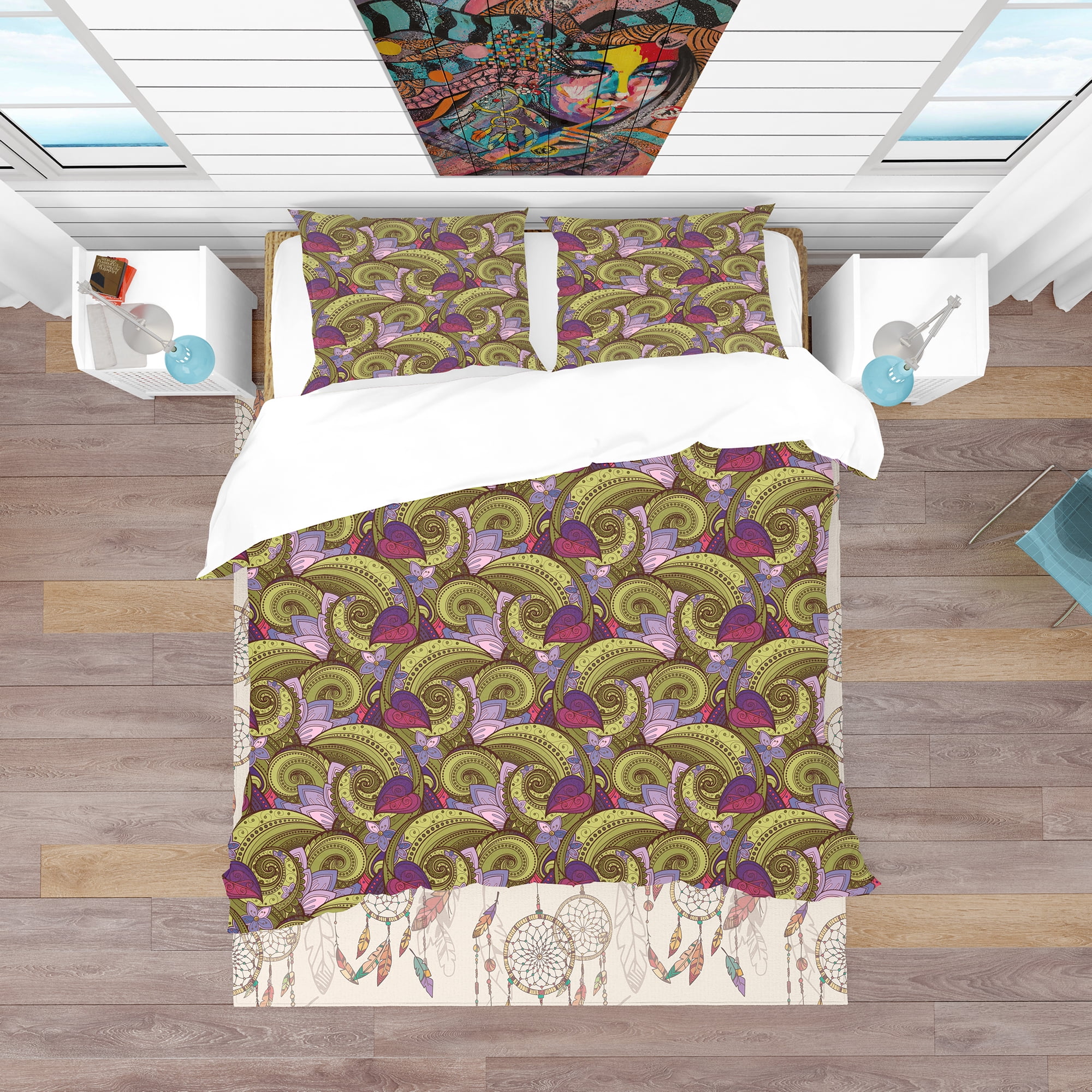 Designart 'Floral Pattern, Paisley Garden Style' Bohemian & Eclectic Duvet Cover Set
