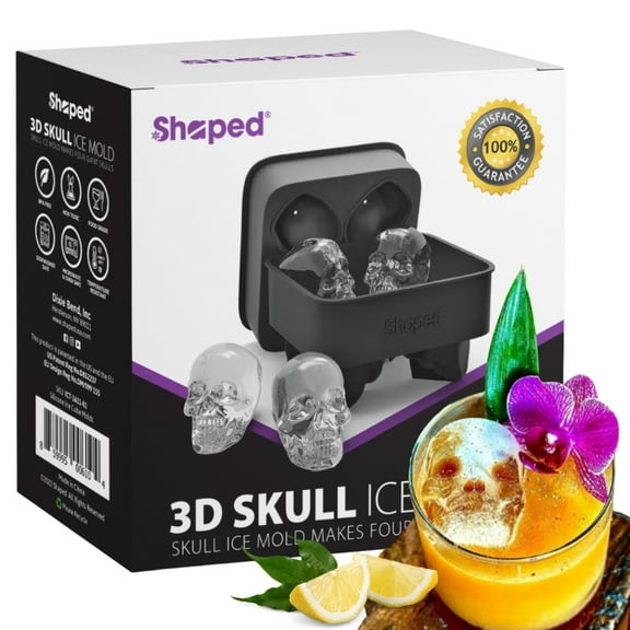 Shaped Large Skull Ice Cube Mold Tray, Stackable Silicone Round Ice Maker for Whiskey and Home Bars