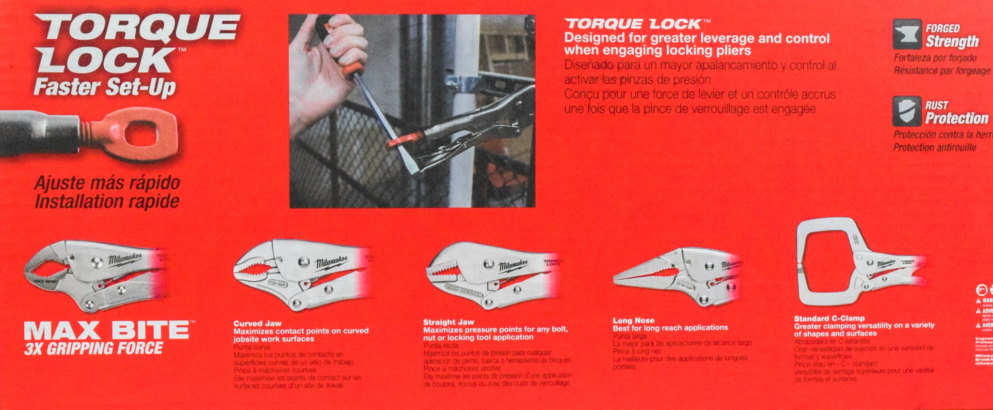 MILWAUKEE 10-Piece TORQUE LOCK Pliers Kit – Hardened Jaws, Forged Alloy Steel, Anti-Pinch Handles (48-22-3690)