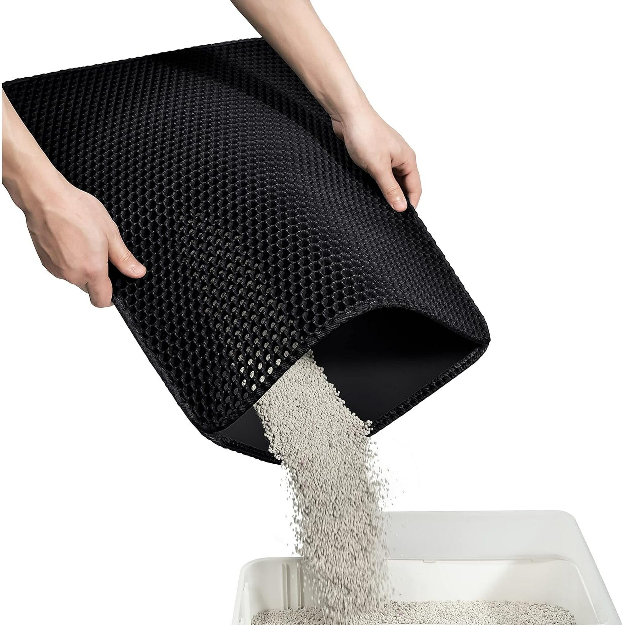 XINQIHANG Cat Litter Mat Kitty Litter Trapping Mat Honeycomb Double Layer Urine Waterproof Easier to Clean Litter Box Mat Scatter Control Less Waste Soft on Paws Non Slip 25 x 15