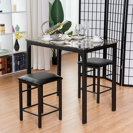 Costway 3 Piece Counter Height Dining Set, Faux