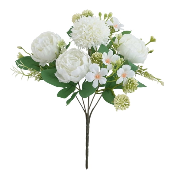 Artificial Peony Stem Small Faux Floral Bouquet Lifelike Bloom For Home Indoor Dining Table Centerpiece Kitchen Wedding Decor