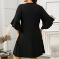 thumbnail image 4 of SMihono Fashion Women's Plus Size Solid Color Bell Sleeves Metal Chain A Line Midi Dress Fall Fashion Tunic Short Dress Black XL, 4 of 4