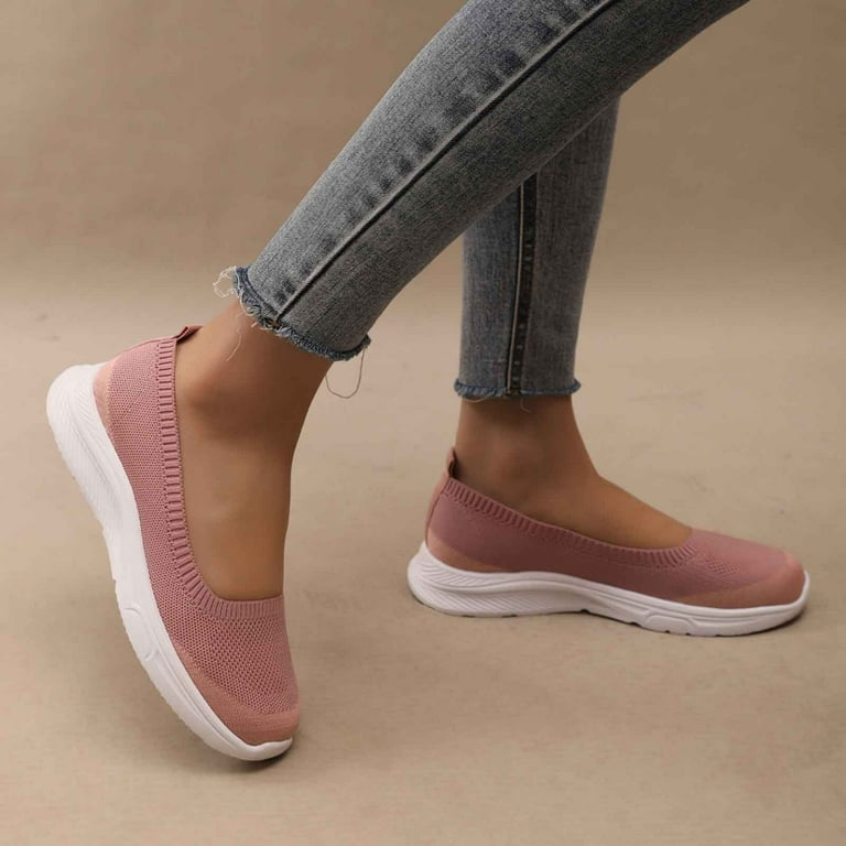 CQONEPT Walking Tennis Shoes for Womens Knit Slip on Breathable