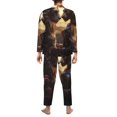 thumbnail image 7 of Salouo Romantic Flower Lion Couple Print Button-Front Long Sleeve Pajama Set for Men, Soft 2Pjs Men's Long Sleeve Sleepwear -Medium, 7 of 7
