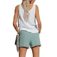 thumbnail image 3 of Orqqct Women Linen Solid Drawstring Pockets Flax Casual Shorts, 3 of 5