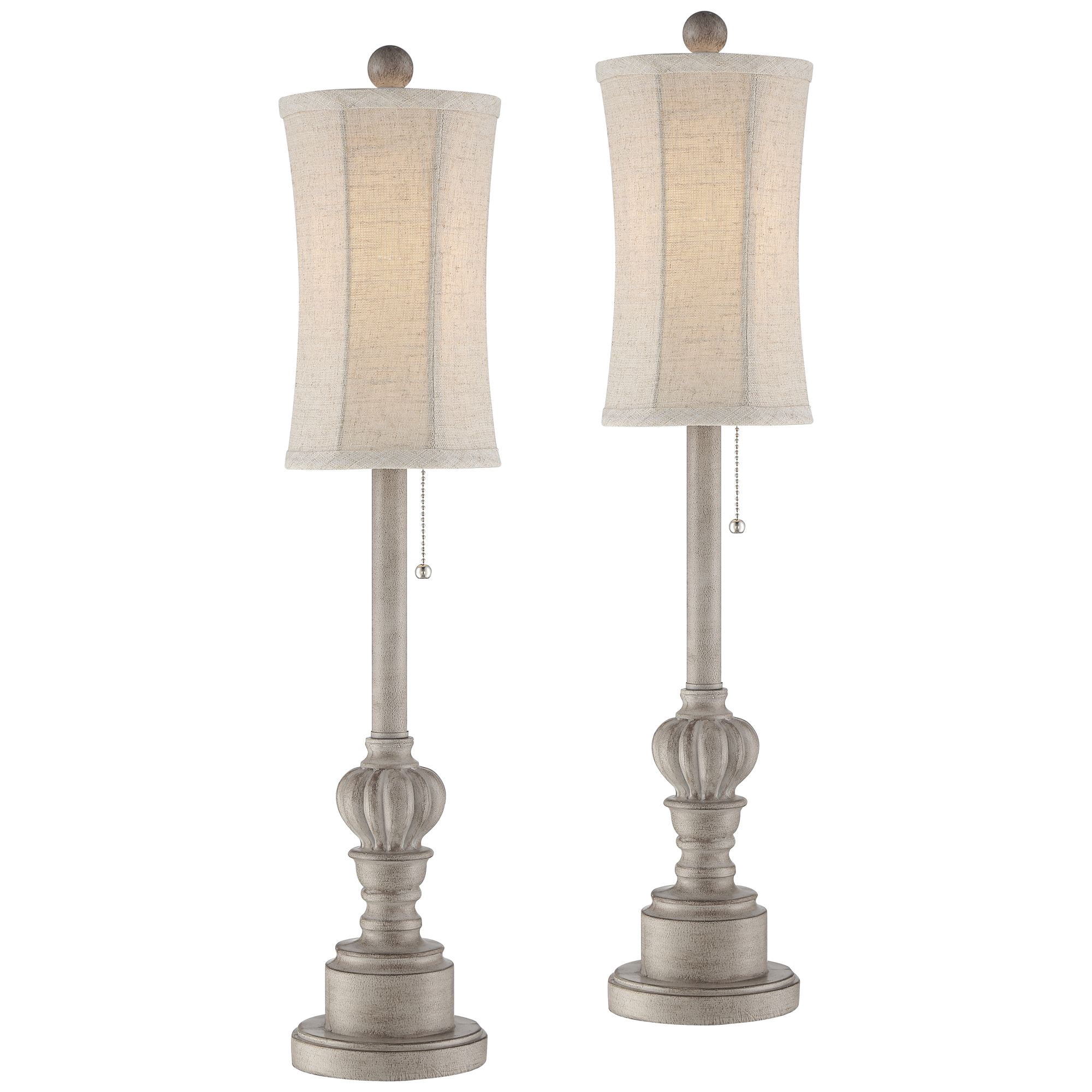 Regency Hill Traditional Buffet Table Lamps 28" Tall Set of 2 Natural Candlestick Cream Bell Shade for Dining Room