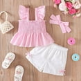 thumbnail image 2 of kpoplk Toddler Girl Clothes Baby Summer Outfits Sleeveless Halter Top Ruffle Short Set Cute Kids Clothes Girls Size 3-4 Years,Pink, 2 of 7